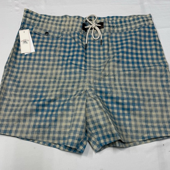 Ralph Lauren Double RL men’s Gingham-Print Twill Short 59% Cotton 41% Nylon.